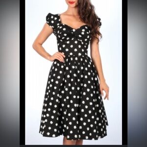 Stop Staring Swing Jitterbug Dress Size Small Black with White Bubble Polka Dots